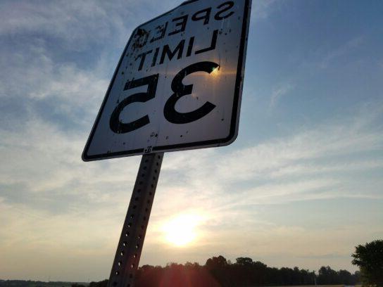 Speed limit sign posted to 35 miles per hour